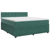 vidaXL Postelja boxspring z vzmetnico Temno zelena 140 x 190 cm Žamet