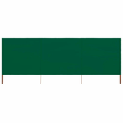 shumee 3-panelni vetrobran tkanina 400x80 cm zelen