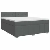 vidaXL Postelja boxspring z vzmetnico Temno siva 140 x 190 cm Blago