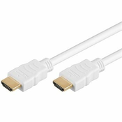 PremiumCord HDMI High Speed + Ethernet kabel, bel, pozlačeni konektorji, 2 m