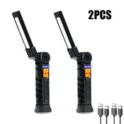 KJB Zložljiva polnilna ročna LED/COB svetilka z magnetom, majhna, 2 kosa