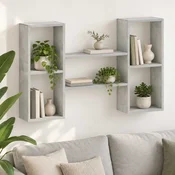 vidaXL Stenska polica Betonsko siva 102 x 17 x 59 cm Inženirski les