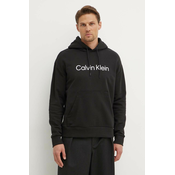 Pamučna dukserica Calvin Klein za muškarce, boja: crna, s kapuljačom, s aplikacijom