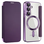 GS Ovitek za Samsung Galaxy A27 5G z RFID denarnico MagSafe z zaščito kamere, vijoličen