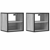 Vidaxl Stenska nočna omarica 2 kosa siva sonoma 40x31x39,5 cm