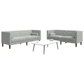 2-dijelni set sofa Chesterfield svjetlosivi baršunasti