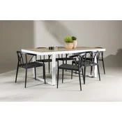 Venture Design Jedilna garnitura Merlo miza in Stina stoli 200x90x75 cm bela in črna