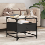 Stolic za kavu sa staklenom površinom crni 50x50x45 cm celicni