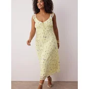 Trendyol Curve Obleka pastelno rumena/zelena/lila