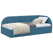Vidaxl Kotna postelja z vzglavjem Modra 80 cm x 200 cm Žamet