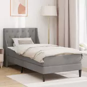 vidaXL Posteljni okvir z vzmetnico Svetlo siva 100 x 200 cm Žamet