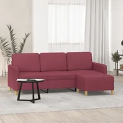 Trosjed s tabureom crvena boja vina 180 cm od tkanine