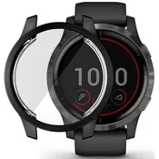 Ovitek HAT-PRINCE z vgrajenim steklom za Garmin Venu 2S 40mm/Vivoactive 4S 40mm, črn