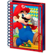 Northix Beležnica Super Mario A5 Wiro z 80 stranmi idealna za zapiske