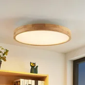 Lindby LED stropna svetilka Lanira, O 60 cm, les, daljinski upravljalnik, CCT - Dnevna soba/jedilnica - Sodobni - Les svetel, bel