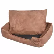 vidaXL Krevet za pse s jastukom PU umjetna koža velicina S Bež