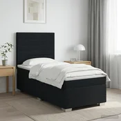 vidaXL Postelja boxspring z vzmetnico Črna 100 x 200 cm Blago