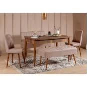 Hanah Home Trpezarijski sto i stolice Vina 0900-4, Boja oraha