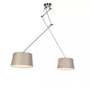 Jeklena viseča svetilka s taupe platnenimi odtenki 35 cm 2-luč - Blitz