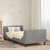 Krevet za djecu s uzglavljem Svjetlosiva 90 x 200 cm Baršun