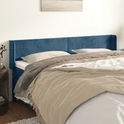 Uzglavlje s ušima tamnoplavo 203x16x78/88 cm baršunasto