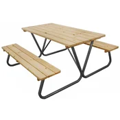 Casa Padrino picnic table with integrated benches natural/gray 180 cm - Picnic furniture