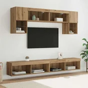 TV zidne jedinice s LED-om 6 pcs Umjetnicki hrast