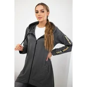 Zip-up sweatshirt in graphite melange back