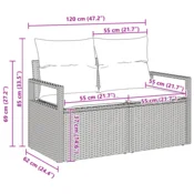 Sjedeća garnitura za vrt 9 kom. Crna poliratan 175 x 62 x 85 cm