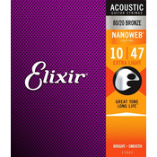 Set strun za akustično kitaro Nanoweb Extra Light Elixir (.010 - .047)