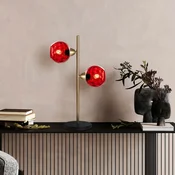 Opviq Stona lampa Benek-15-14561, 36x18x58 cm, IP20, Zlatno-crvene boje