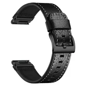 INF Združljiv s Garmin Fenix 8/7X/3 - Premium usnjen pašček za uro Black 20 mm, (5000079254)