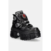 New Rock delovni čevlji s platformo ženski usnjeni CRUST NEGRO + ANTIK ACERO + IMPERFECT TANK NEGRO TORNILLOS