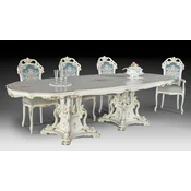Casa Padrino luxury baroque dining table ivory/multicolored/gold 700 cm - Huge solid wood dining room table in baroque style - Baroque dining room & hotel furniture - Made in Italy