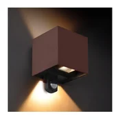Brilagi - LED zunanja stenska svetilka s senzorjem CUBE LED/6W/230V rjava IP65