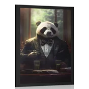 Plakat živalski gangster panda - 20x30 silver