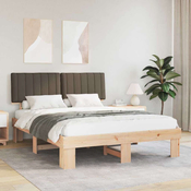 Vidaxl Posteljni okvir z oblazinjenim vzglavjem Taupe 150 x 200 cm