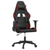 Vidaxl Masažni gaming stol črno in vinsko rdeče umetno usnje