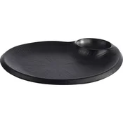 Plitev krožnik s skledico za pomake APS Nero, širina 20 cm