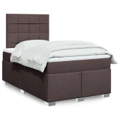 Box spring postelja z vzmetnico temno rjav 120x200 cm blago