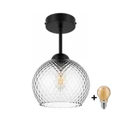 BRILAGI - LED plafonski luster R GLASS 1xE27/60W/230V precnik 18 cm crna/dimljeno-siva