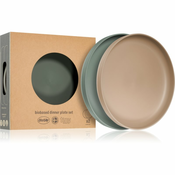 Dantoy Tiny Bio Dinner Plate Set krožnik Olive/Mocca 0m+ 2 kos