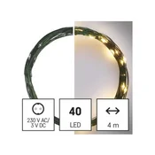 LED božična nano veriga zelena, 4 m, zunanja in notranja, topla bela, časovnik
