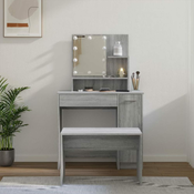 Set toaletnog stolica siva boja hrasta LED konstruirano drvo