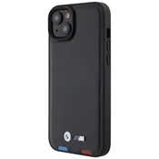 Bmw BMW ovitek za iPhone 15 Plus (6.7) Leather Stamp Tricolor, črn