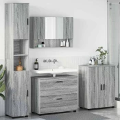 vidaXL Komplet pohištva za kopalnico s predalom 4 pcs Siva sonoma