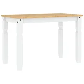 Vidaxl Jedilna miza Corona bela 112x60x75 cm trdna borovina