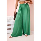 Kesi Włoski Womens wide trousers with elastic waistband green