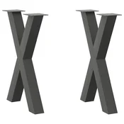 Noge za blagovaonski stol u obliku slova X, 2 kom, antracit, 50 x (72-73) cm, celik