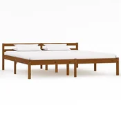 Vidaxl Posteljni okvir medeno rjav iz trdne borovine 160x200 cm